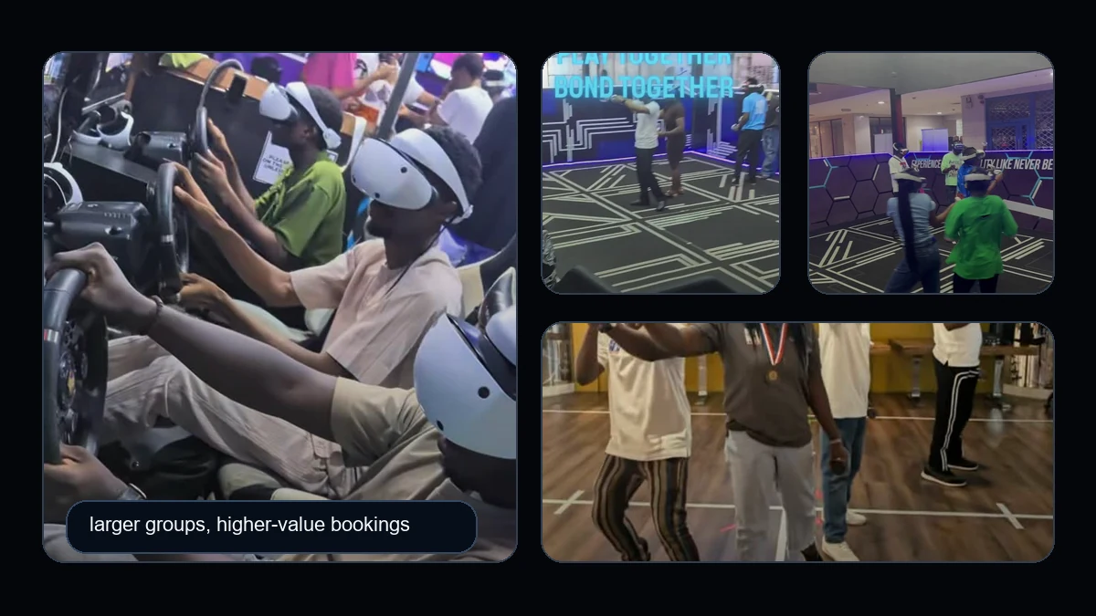 Player One group gaming, VR and racing activation moments in Lagos