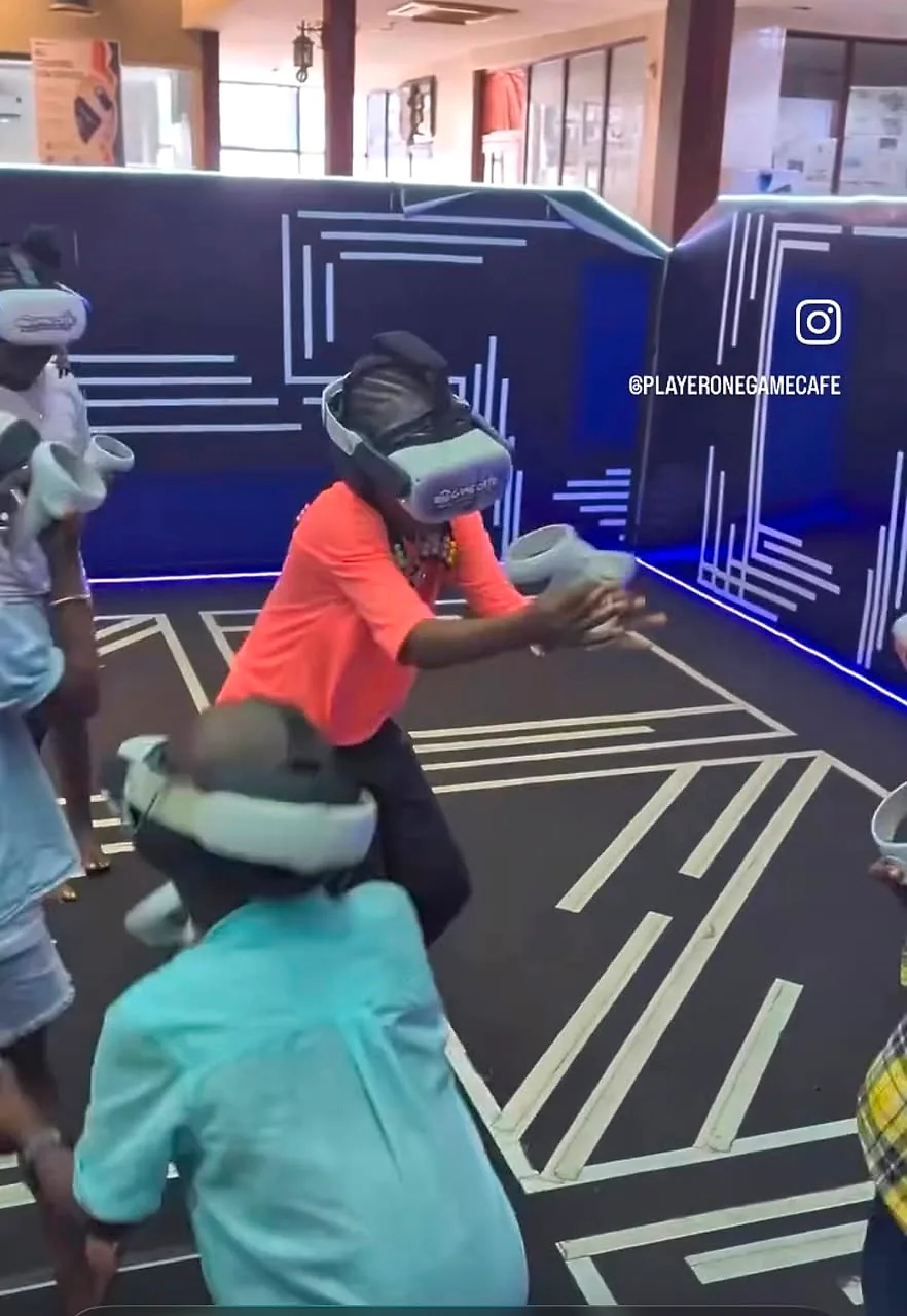 Children actively playing a supervised VR arena activity at Player One GameEdu