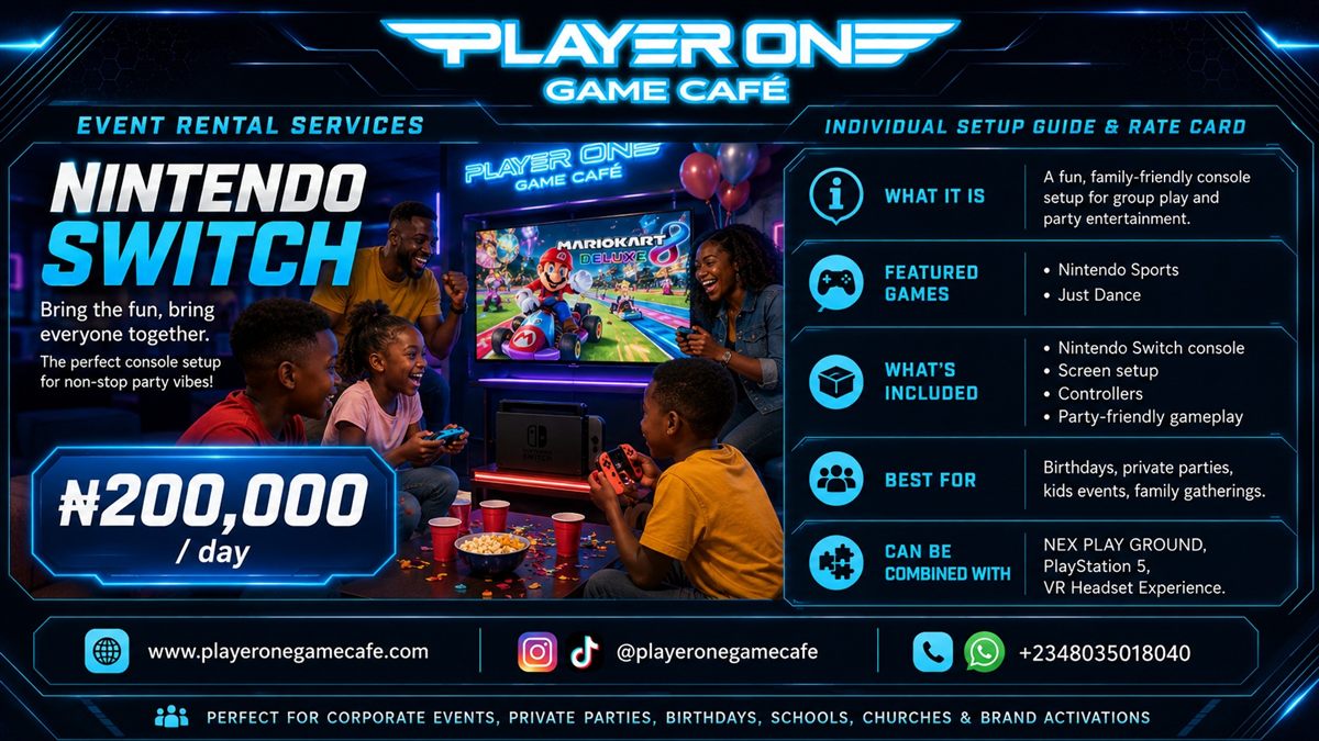Nintendo Switch rental setup for birthdays, family events and school groups