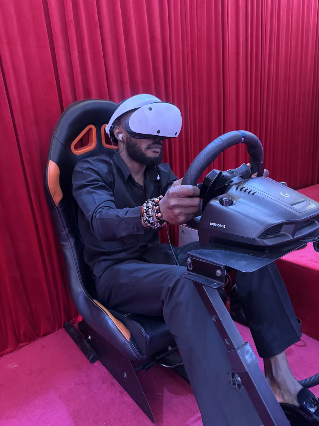 Racing simulator activation setup for an energy drink event